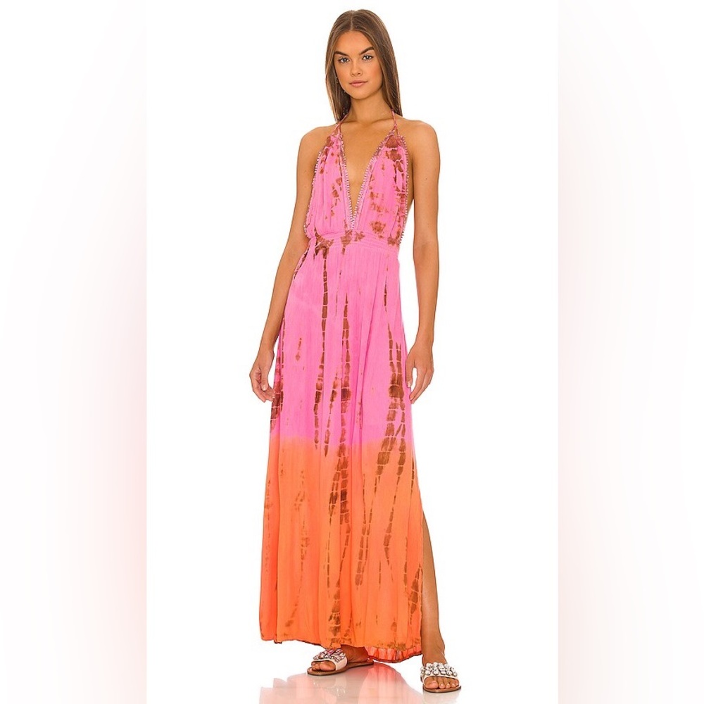 TIARE HAWAII Marilyn Maxi Dress Leo Ombre Fuchsia & Rust Small/Med